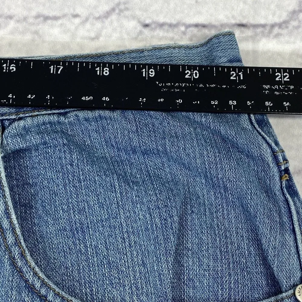 LUXE-T Luxury Basics Relaxed Fit Men's Blue Jeans‎ Size 42x33 Distressed Hem